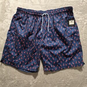 TAILORBYRD NWT Men's Size 2XL Navy Blue Pink Flamingos Brief‎ Lined  Swim Shorts